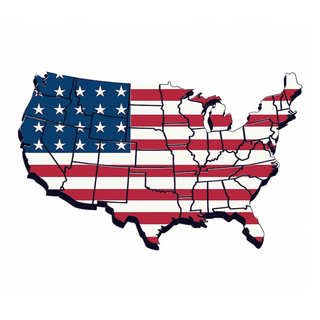 3D Map With American Flag Overlay of Contiguous United States - Admired Recreation