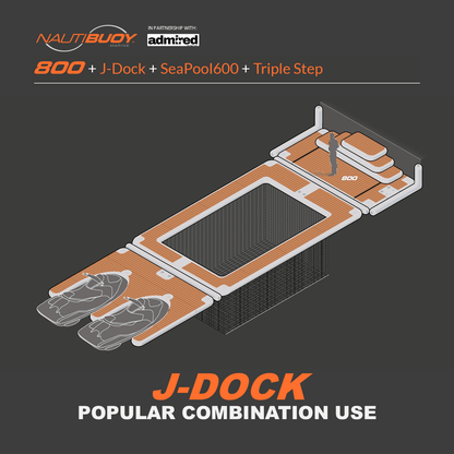 Nautibuoy Marine Inflatable Floating J - Dock Teak (4.0mx3.0m | 13'1.5"x9'10.1") - Admired Recreation