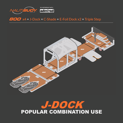 Nautibuoy Marine Inflatable Floating J - Dock Teak (4.0mx3.0m | 13'1.5"x9'10.1") - Admired Recreation