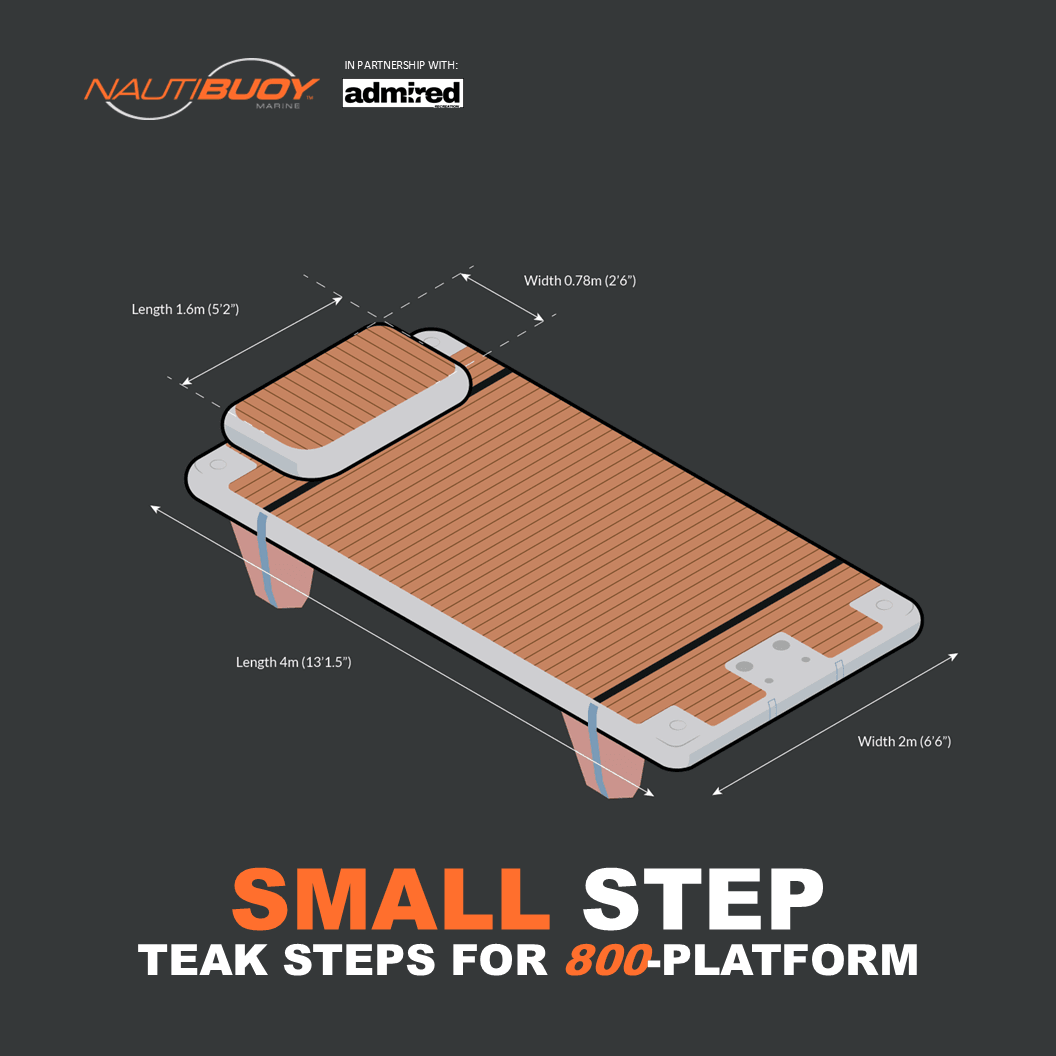 Nautibuoy Marine Inflatable Floating Teak Steps for 800 Platform - Admired Recreation
