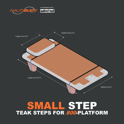Nautibuoy Marine Inflatable Floating Teak Steps for 800 Platform - Admired Recreation