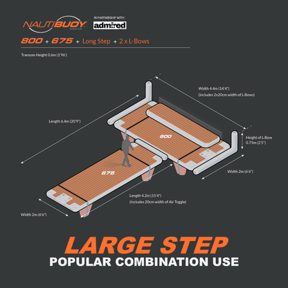 Nautibuoy Marine Inflatable Floating Teak Steps for 800 Platform - Admired Recreation