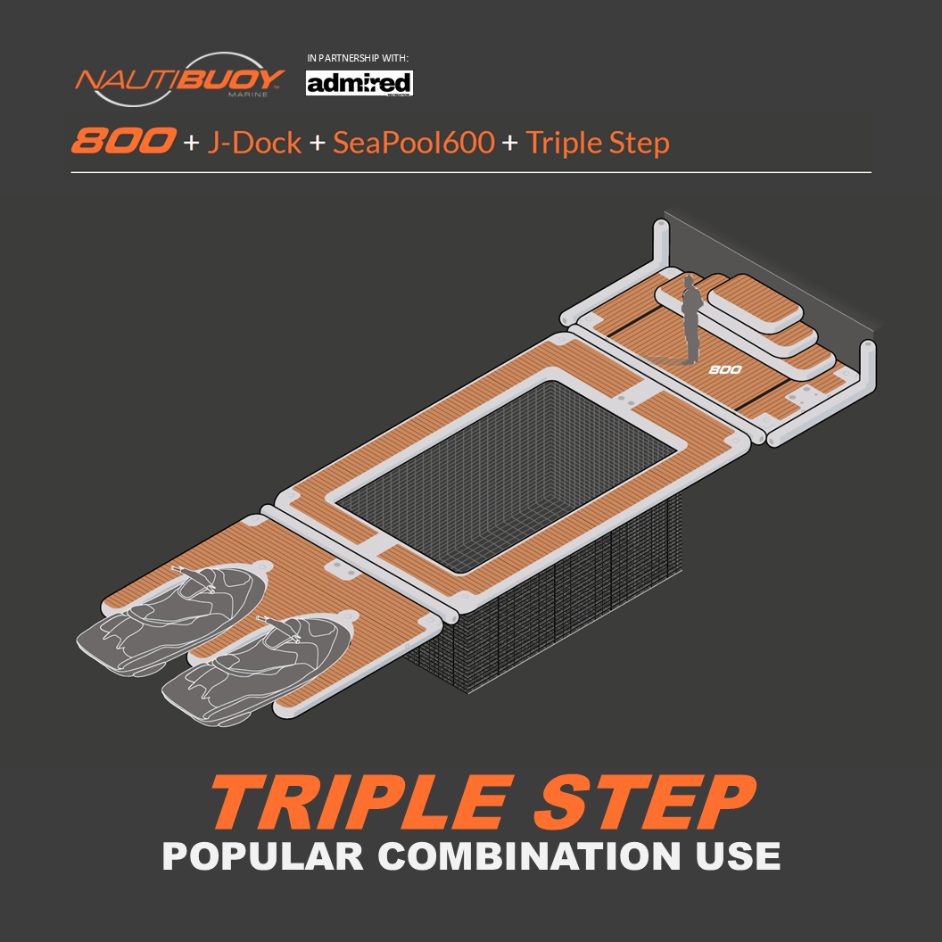 Nautibuoy Marine Inflatable Floating Teak Steps for 800 Platform - Admired Recreation