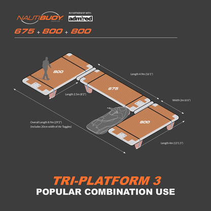 Nautibuoy Marine Inflatable Floating Tri - Platform (675+800+800) - Admired Recreation