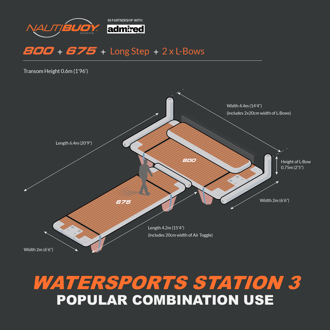 Nautibuoy Marine Inflatable Floating Watersports Station (800, 675, Long Step & LBow) - Admired Recreation