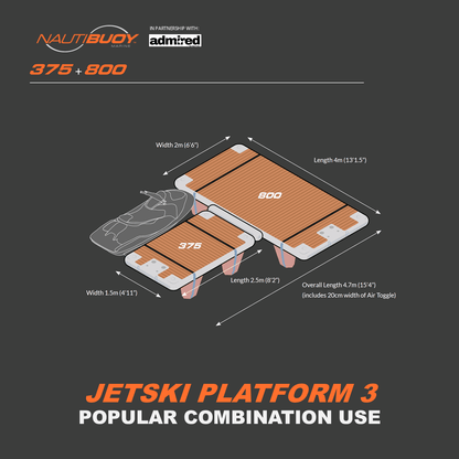 Nautibuoy Marine Voyager 375 & 800 Teak Inflatable Floating Jetski Platform - Admired Recreation