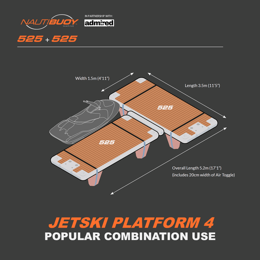 Nautibuoy Marine Voyager 525 & 525 Teak Inflatable Floating Jetski Platform - Admired Recreation