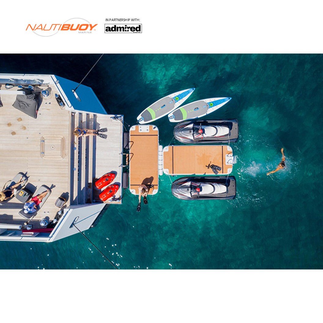 Nautibuoy Marine Voyager 525 & 800 Teak Inflatable Floating Jetski Platform - Admired Recreation