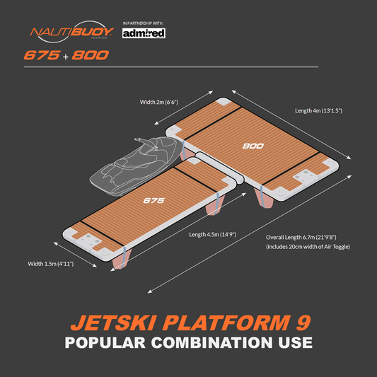 Nautibuoy Marine Voyager 675 & 800 Teak Inflatable Floating Jetski Platform - Admired Recreation