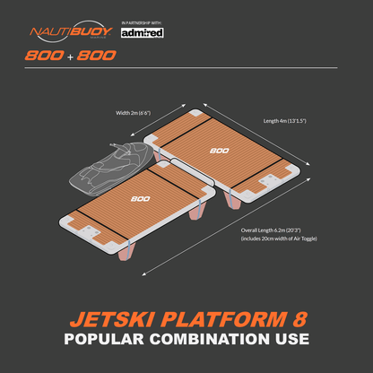 Nautibuoy Marine Voyager Teak Inflatable Floating Jetski Platform - Admired Recreation