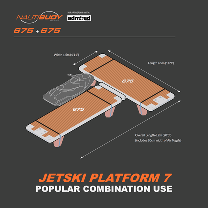 Nautibuoy Marine Voyager Teak Inflatable Floating Jetski Platform - Admired Recreation