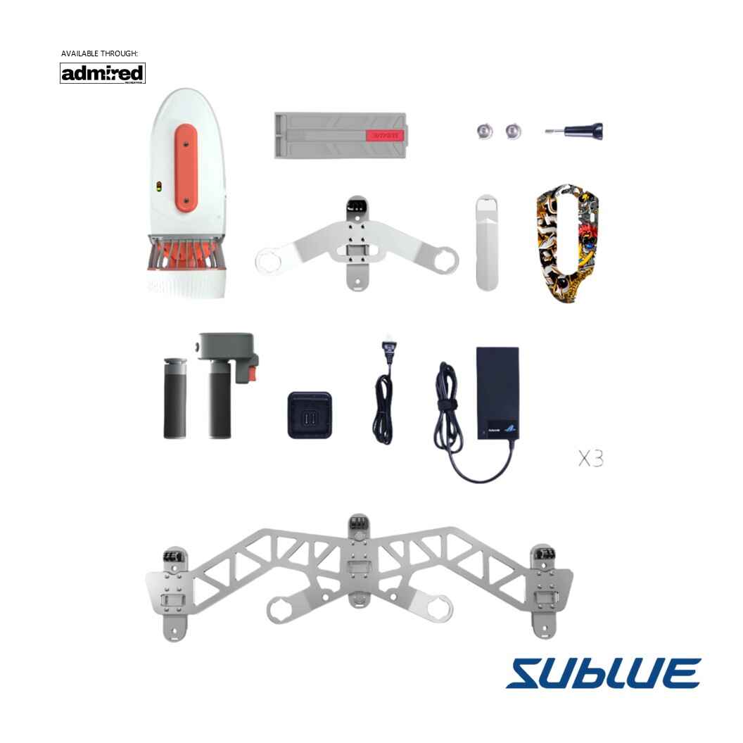 Tini Double-Engine Support Handle connecting two underwater scooters for enhanced mobility.