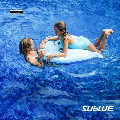 A female child with her mom using a inflatable kickboard with Sublue Tini in A Pool - Admired Recreation