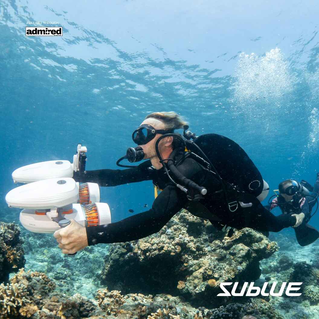 A Man using Sublue Tini with 2 motors  and floaters while snorkeling - Admired Recreation