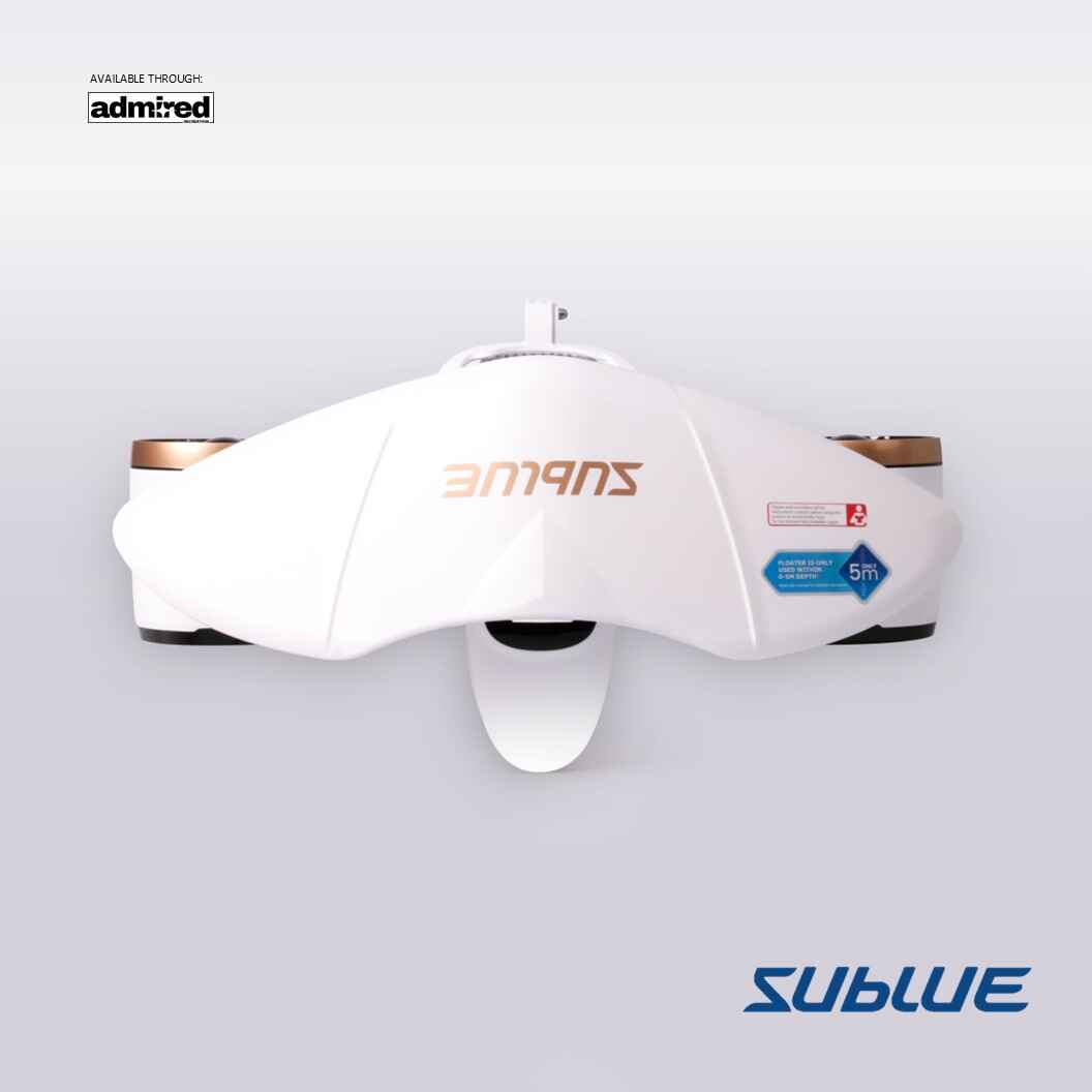 Top view of SUBLUE MixPro underwater scooter with dual thrusters for aquatic adventures.