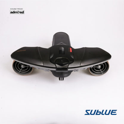 SUBLUE Navbow+ underwater scooter top view with dual propellers for aquatic exploration.