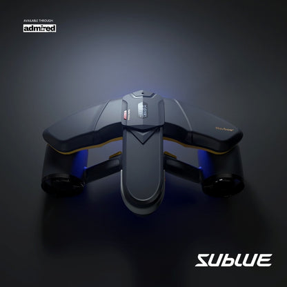 SUBLUE Navbow+ underwater scooter top view with dual propellers for aquatic exploration.